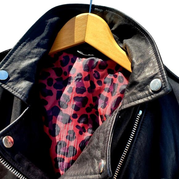 Hipchik Couture Rhinestone Crystal Love Black Lambskin Leather Jacket S M Moto - Picture 8 of 12